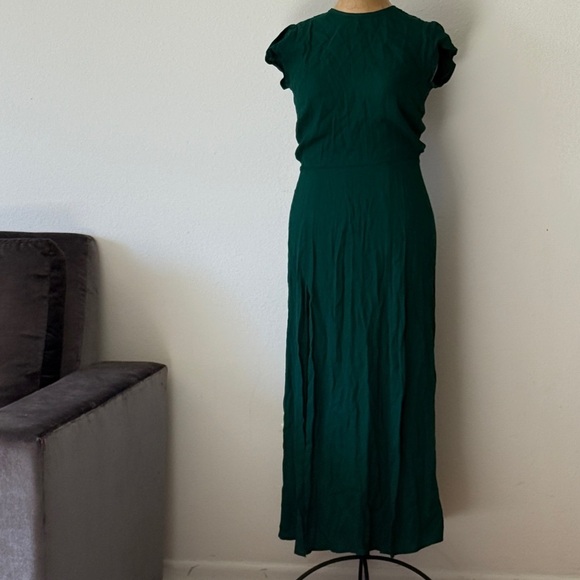 Reformation sz 4 Gavin Dress Elegant Emerald Green opens back detail great cond - Picture 4 of 14